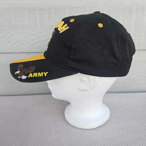 US Army Hooah Baseball Cap Military Black Yellow Embroidered OS Adjustable - Picture 2 of 8